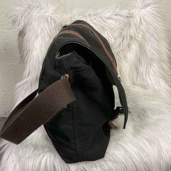 Fossil Canyon Black Brown Foldover Flap Messenger Computer Shoulder Bag - Picture 9 of 11